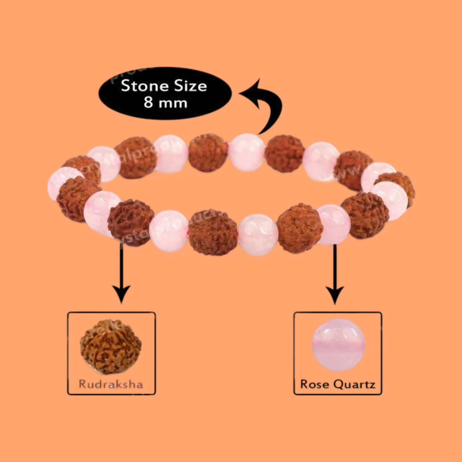 Rudraksha With Rose Quartz Bracelet - Image 2